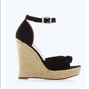 EXPRESS Knotted Espadrille Wedge Sandals — Black